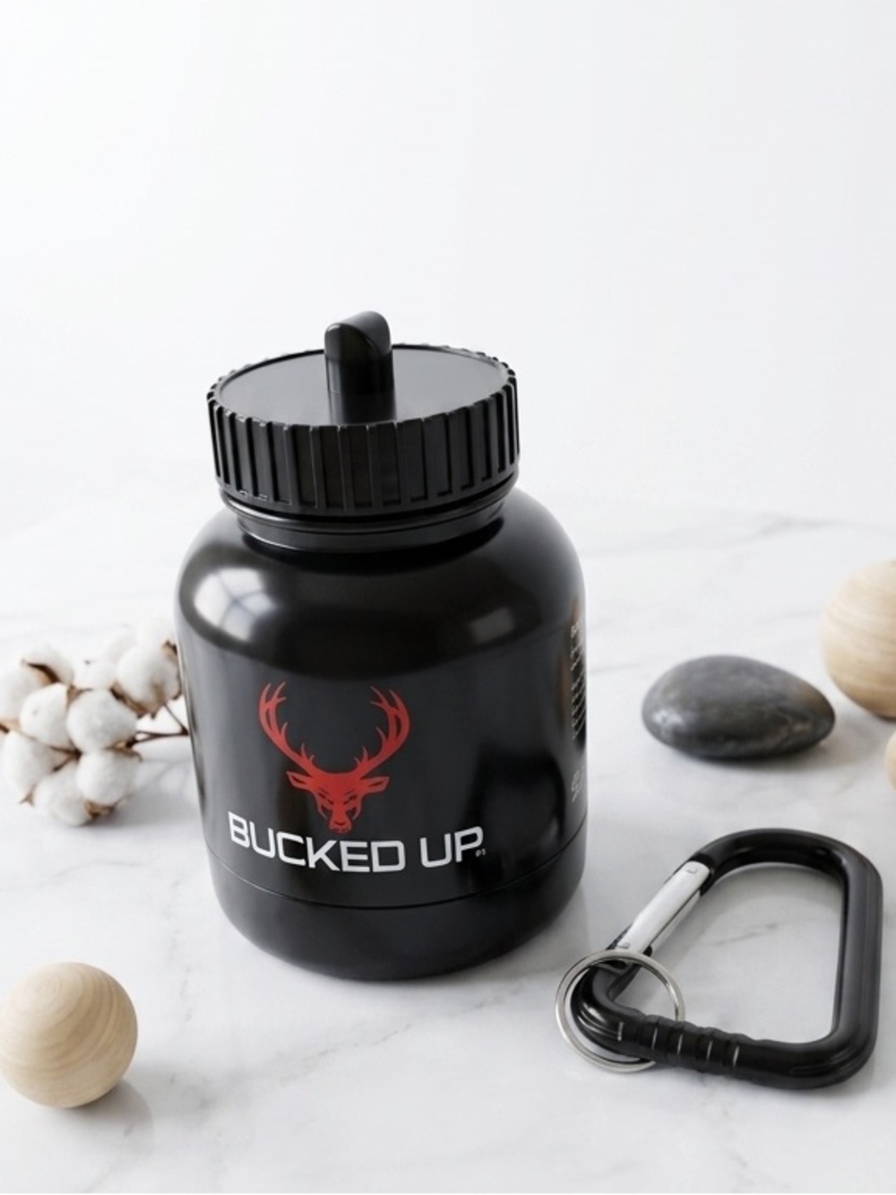 Bucked Up Supplement Keychain Funnel with Carabiner.  Size Small.